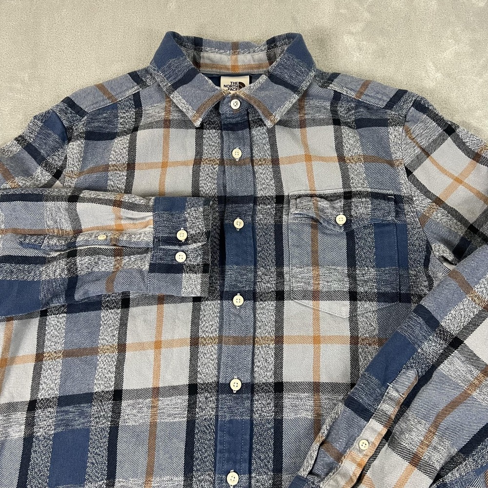 The North Face Shirt Mens Medium Blue Plaid Long Sleeve Flannel Button Up Casual